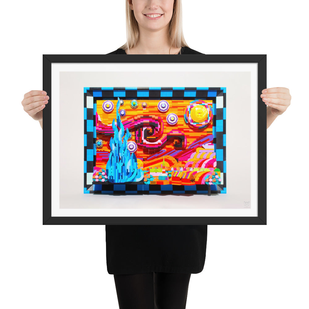 Gamma Horizons - Framed brickdistorted LEGO® Starry Night Print
