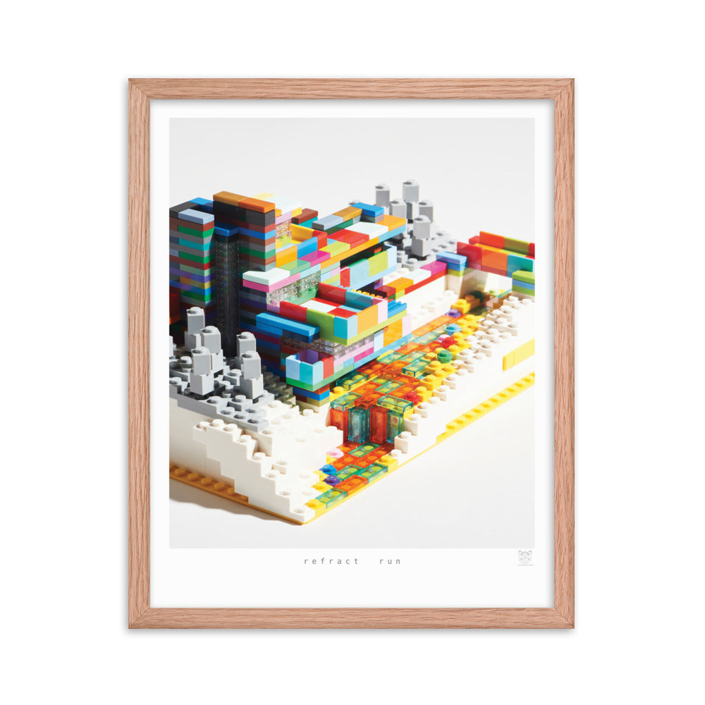 Refract Run - Framed brickdistorted LEGO® Fallingwater Print