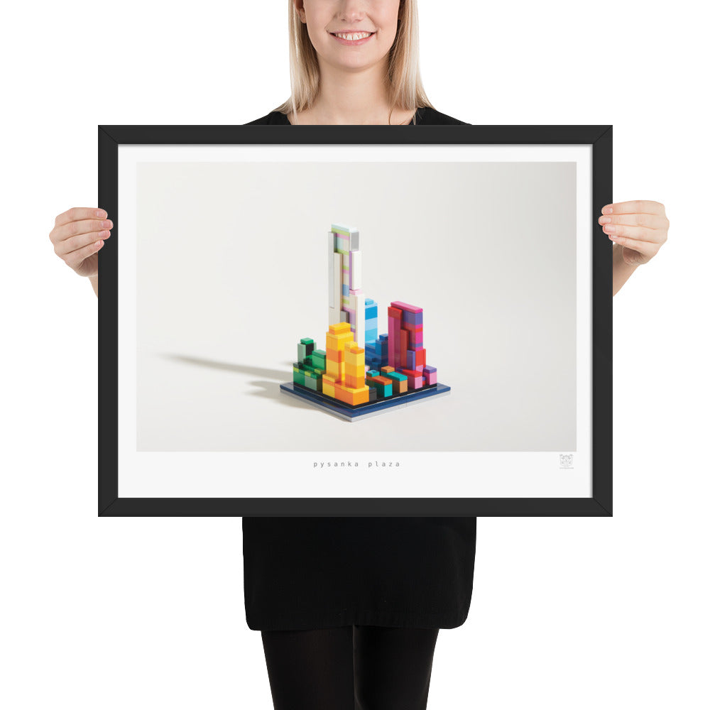 Pysanka Plaza - Framed brickdistorted LEGO® Rockefeller Center Print