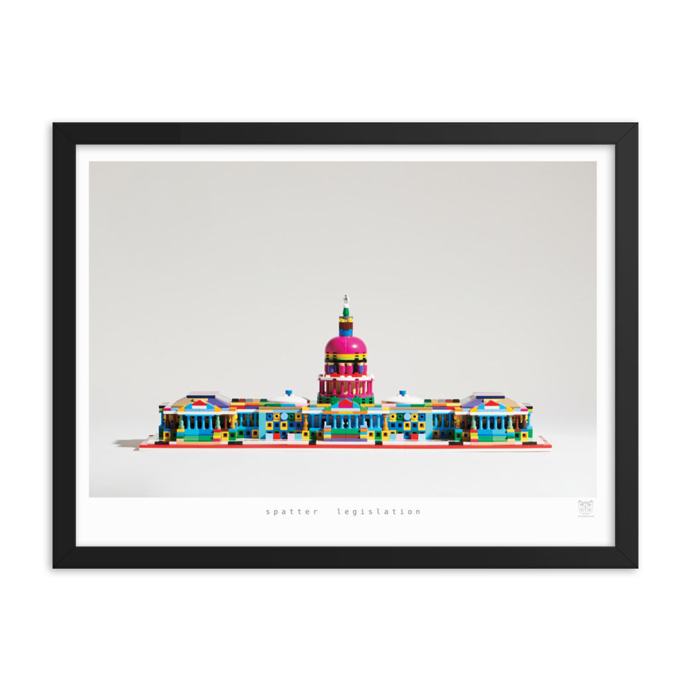 Spatter Legislation - Framed brickdistorted LEGO® US Capitol Print