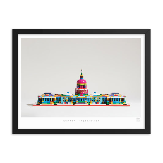 Spatter Legislation - Framed brickdistorted LEGO® US Capitol Print