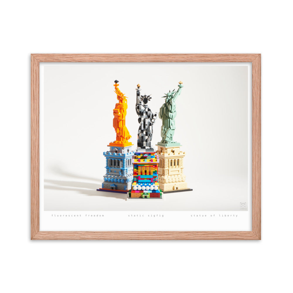 Statue of Liberty Group - Framed brickdistorted LEGO® Print