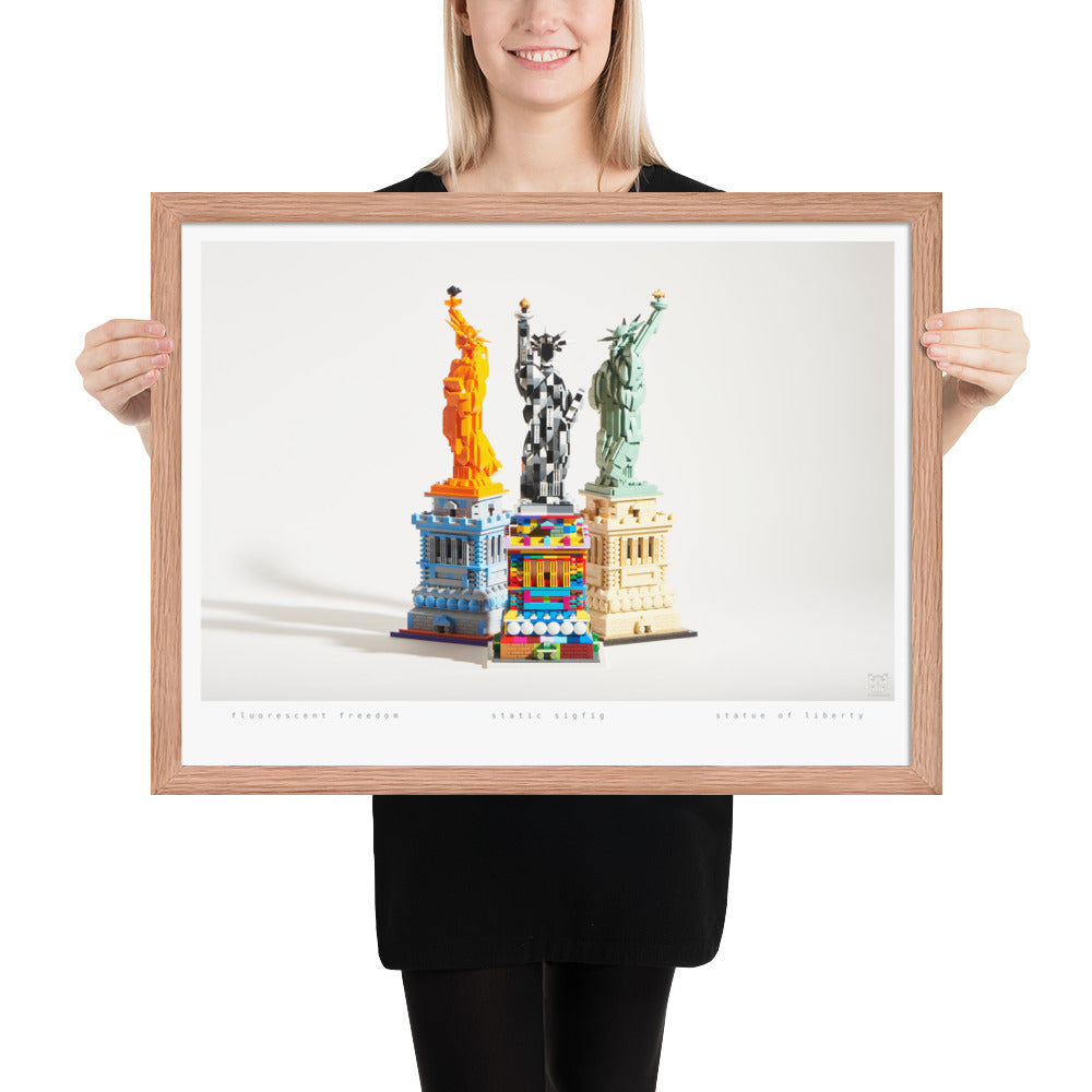 Statue of Liberty Group - Framed brickdistorted LEGO® Print