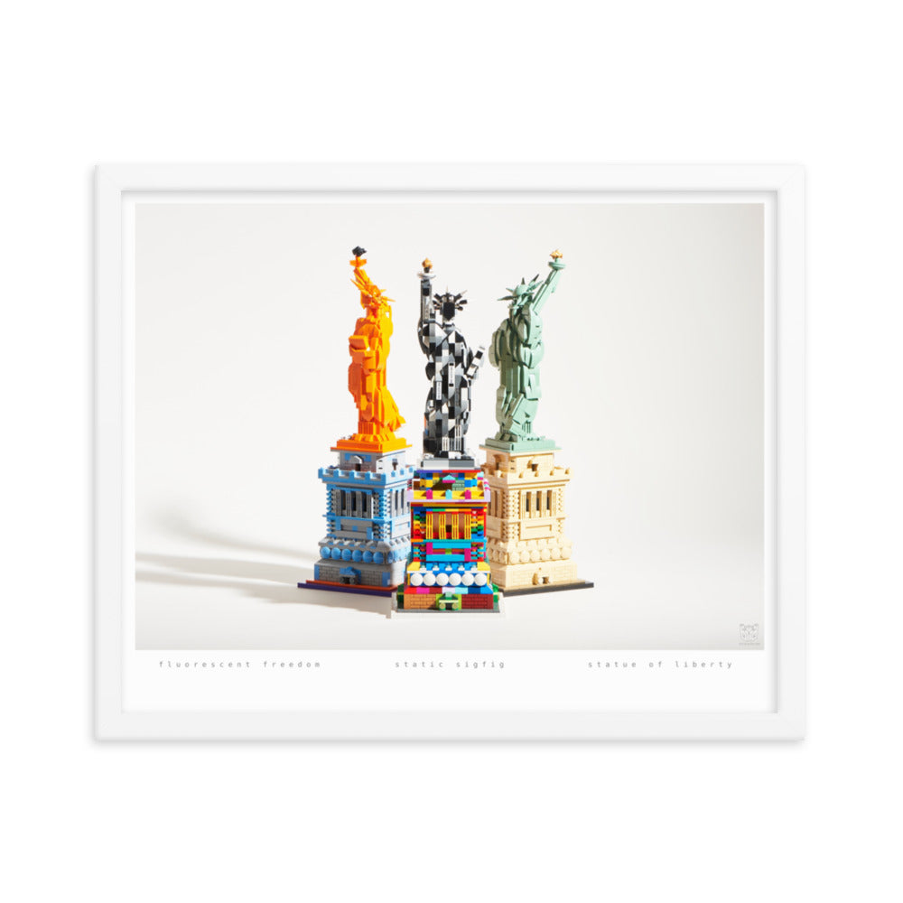 Statue of Liberty Group - Framed brickdistorted LEGO® Print