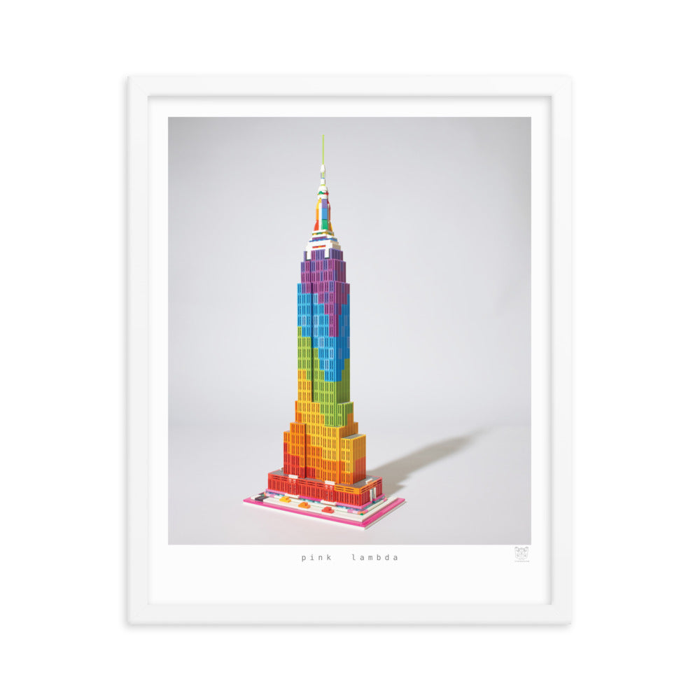 Pink Lambda - Framed brickdistorted LEGO® Empire State Building Print