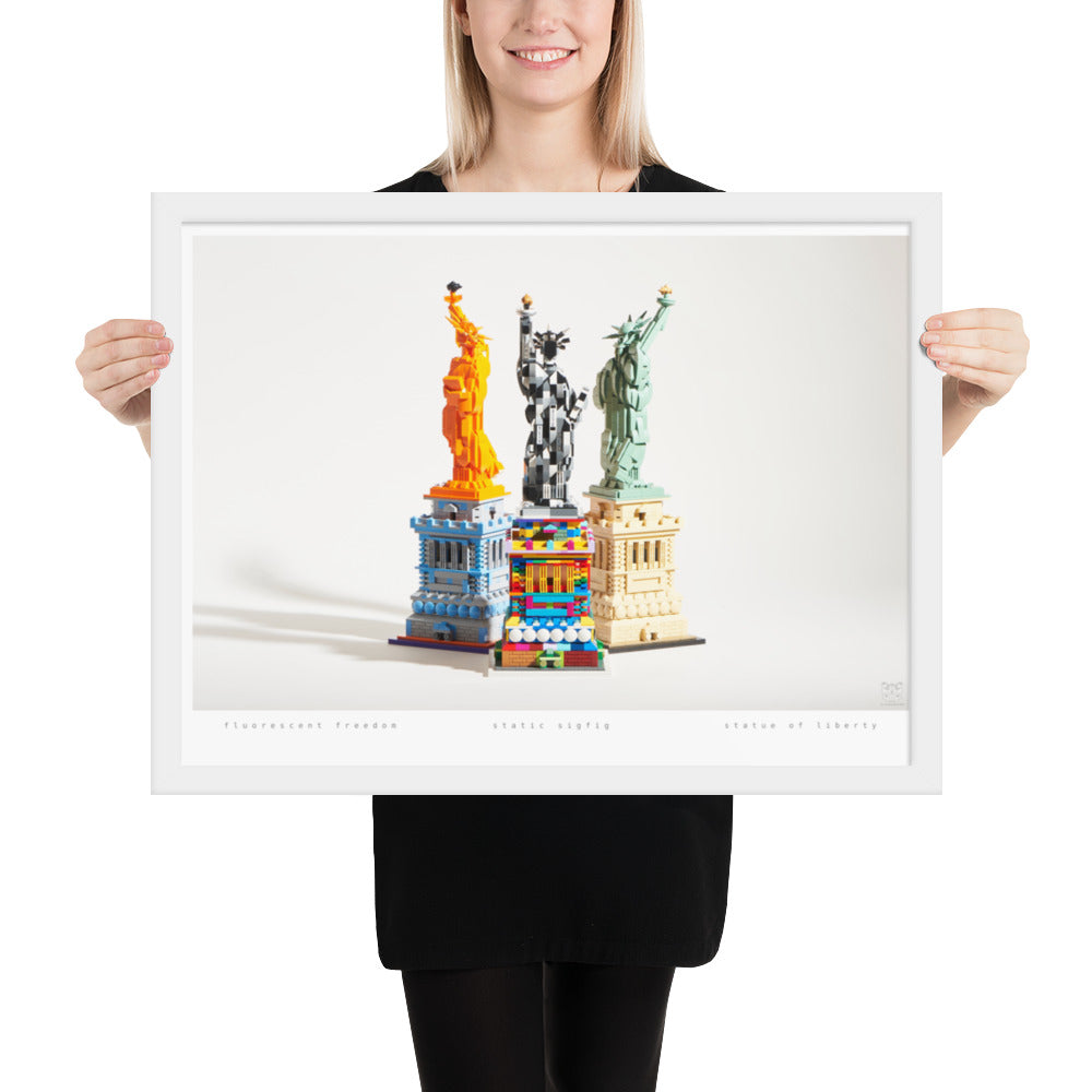 Statue of Liberty Group - Framed brickdistorted LEGO® Print