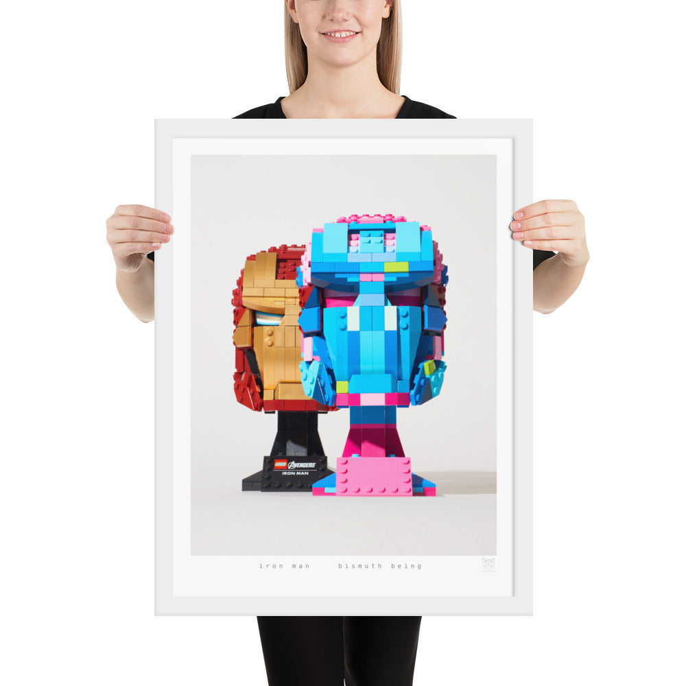 Bismuth Being - Framed LEGO® Iron Man Helmet Print