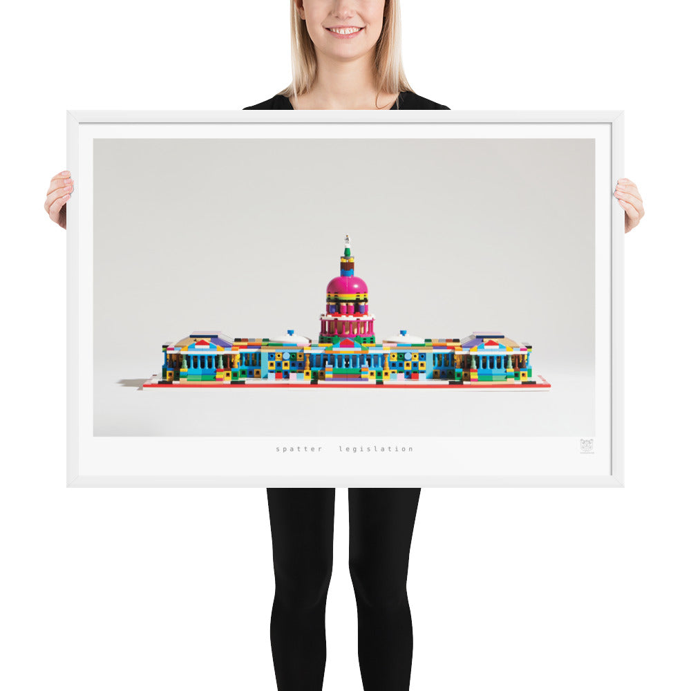 Spatter Legislation - Framed brickdistorted LEGO® US Capitol Print