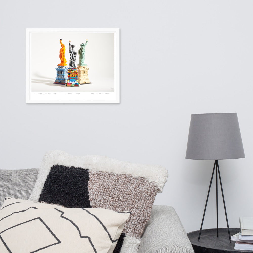 Statue of Liberty Group - Framed brickdistorted LEGO® Print