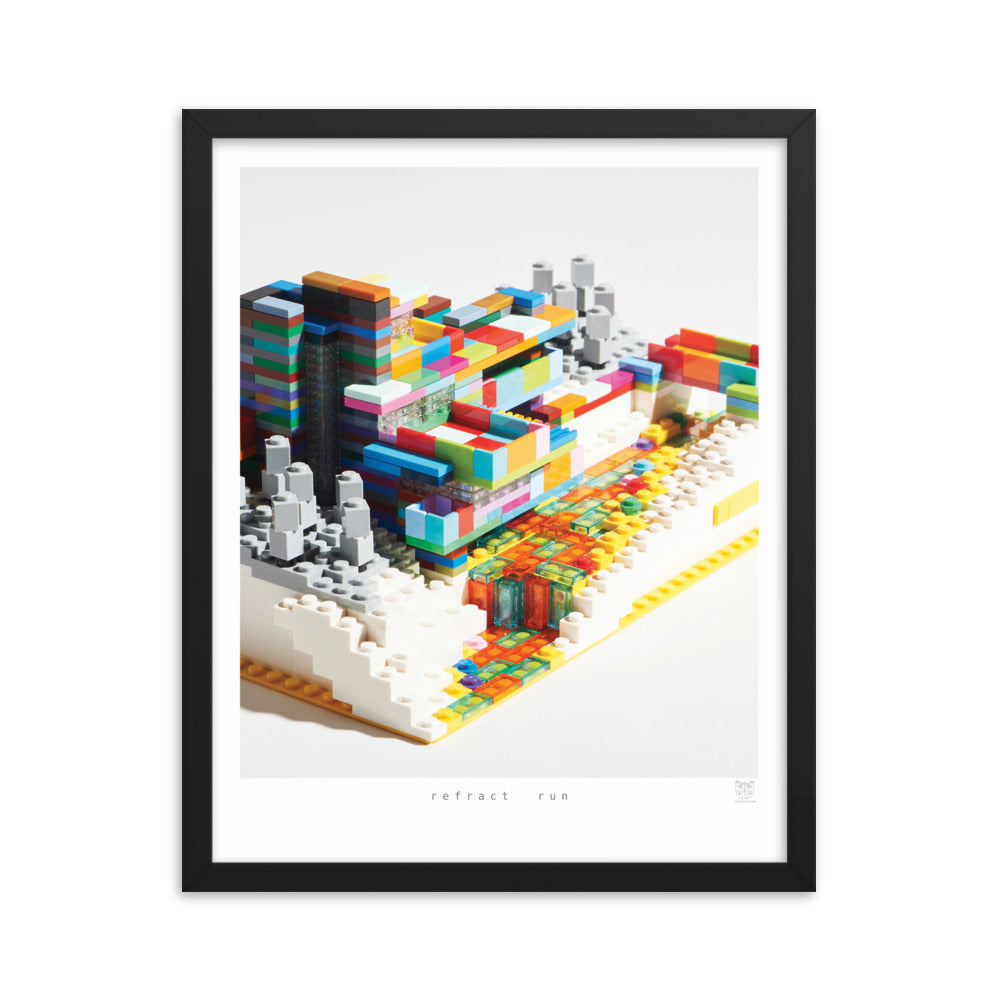 Refract Run - Framed brickdistorted LEGO® Fallingwater Print