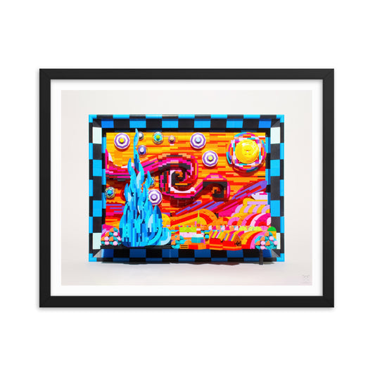 Gamma Horizons - Framed brickdistorted LEGO® Starry Night Print