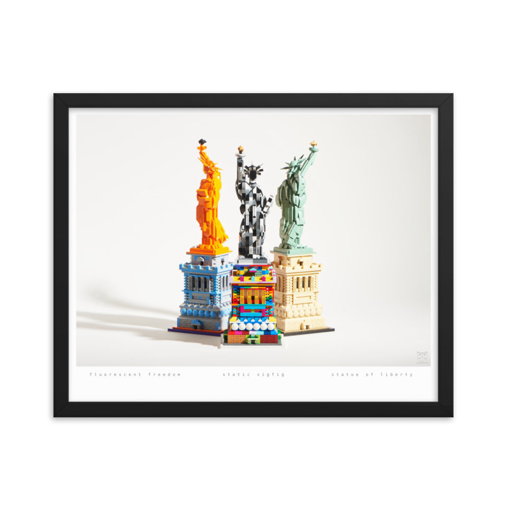 Statue of Liberty Group - Framed brickdistorted LEGO® Print