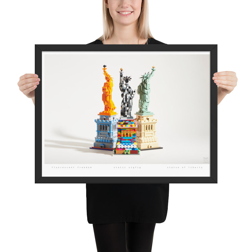 Statue of Liberty Group - Framed brickdistorted LEGO® Print