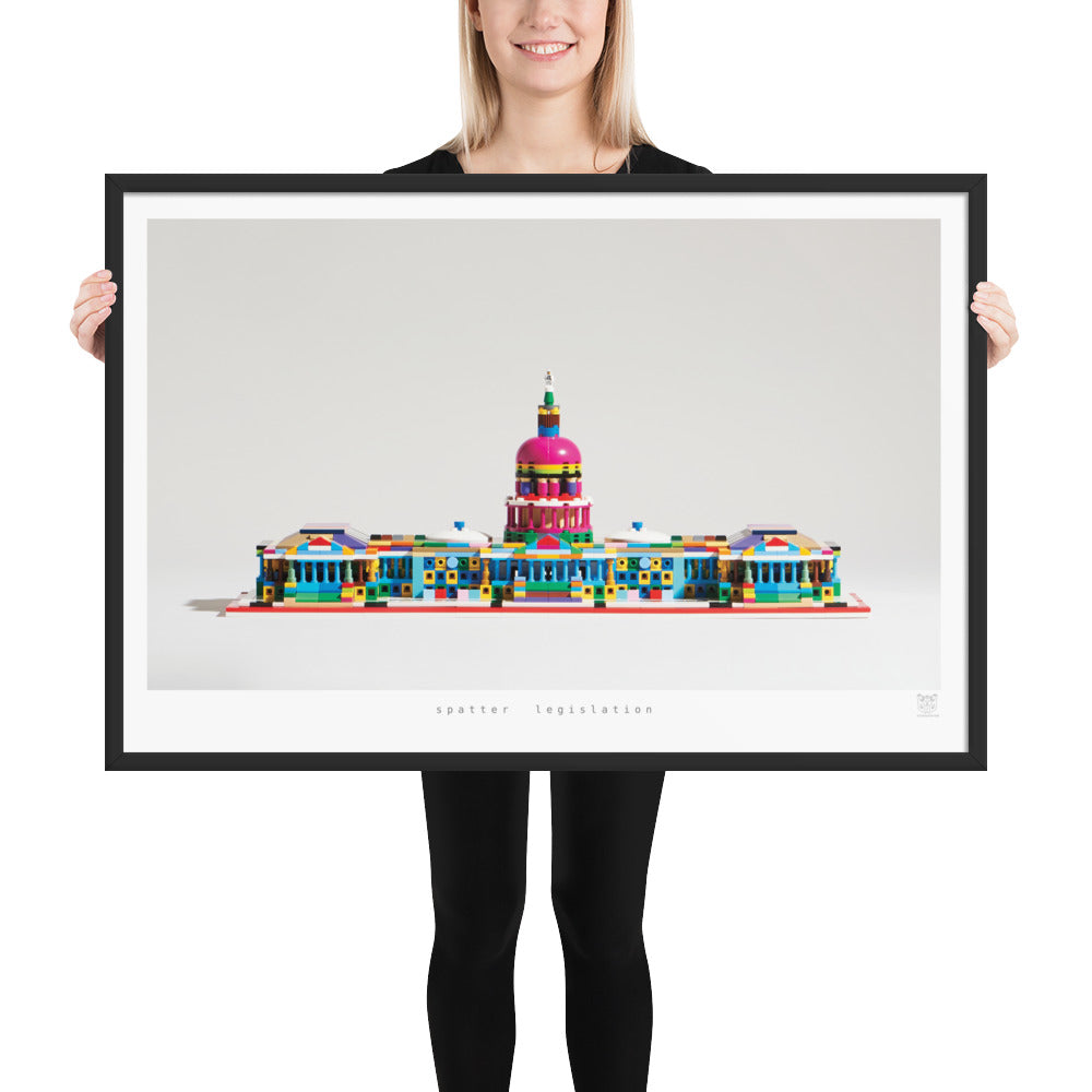 Spatter Legislation - Framed brickdistorted LEGO® US Capitol Print