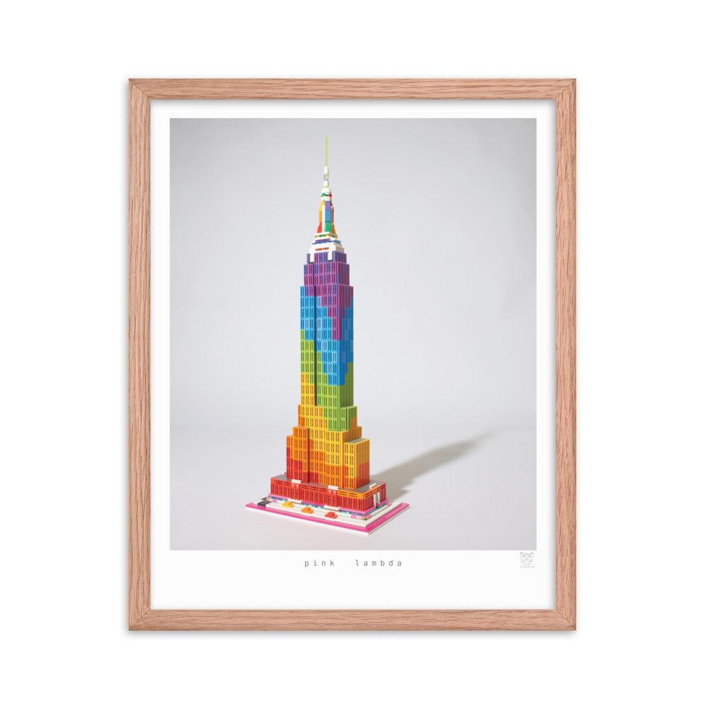 Pink Lambda - Framed brickdistorted LEGO® Empire State Building Print