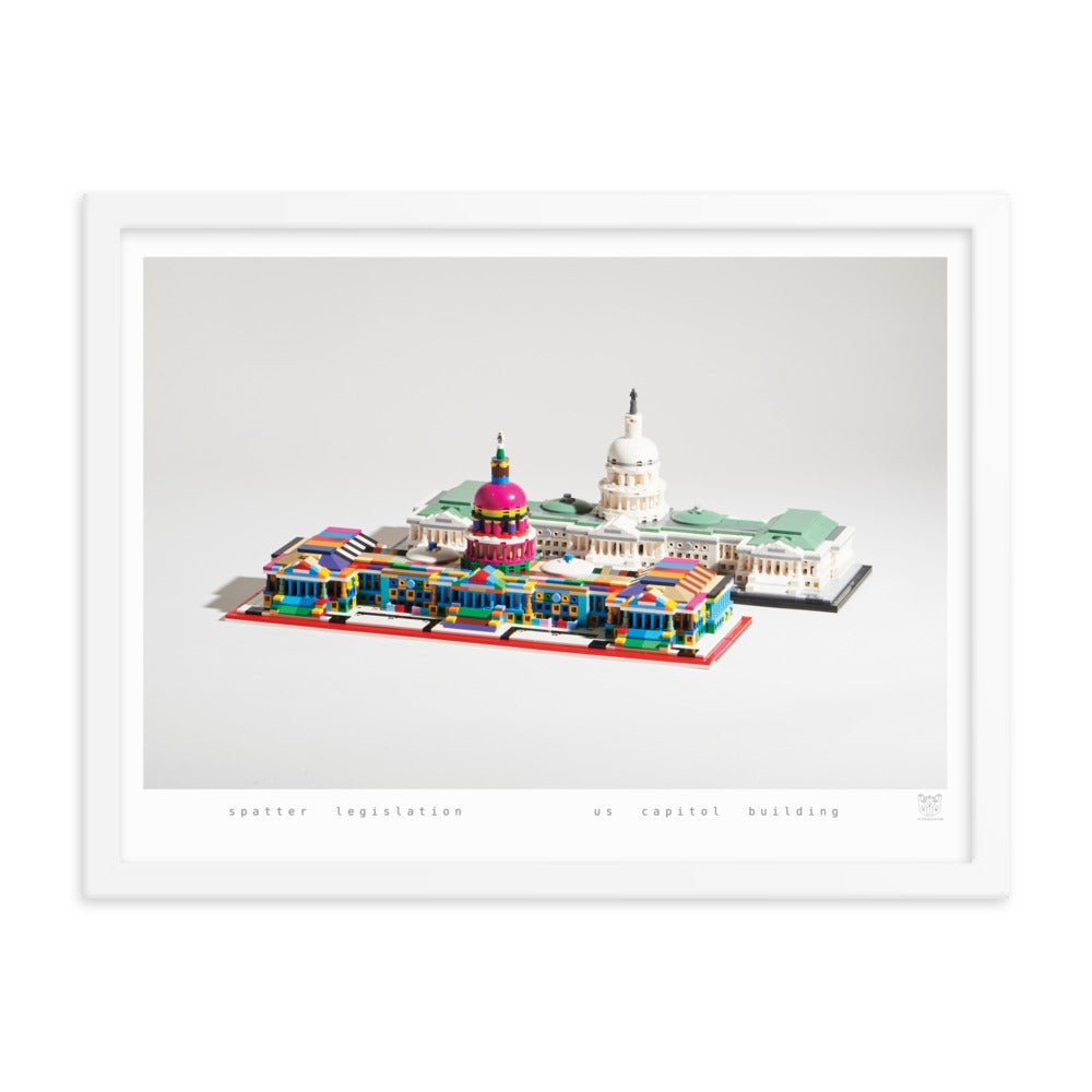 Spatter Legislation (Group) - Framed brickdistorted LEGO® US Capitol Pair Print