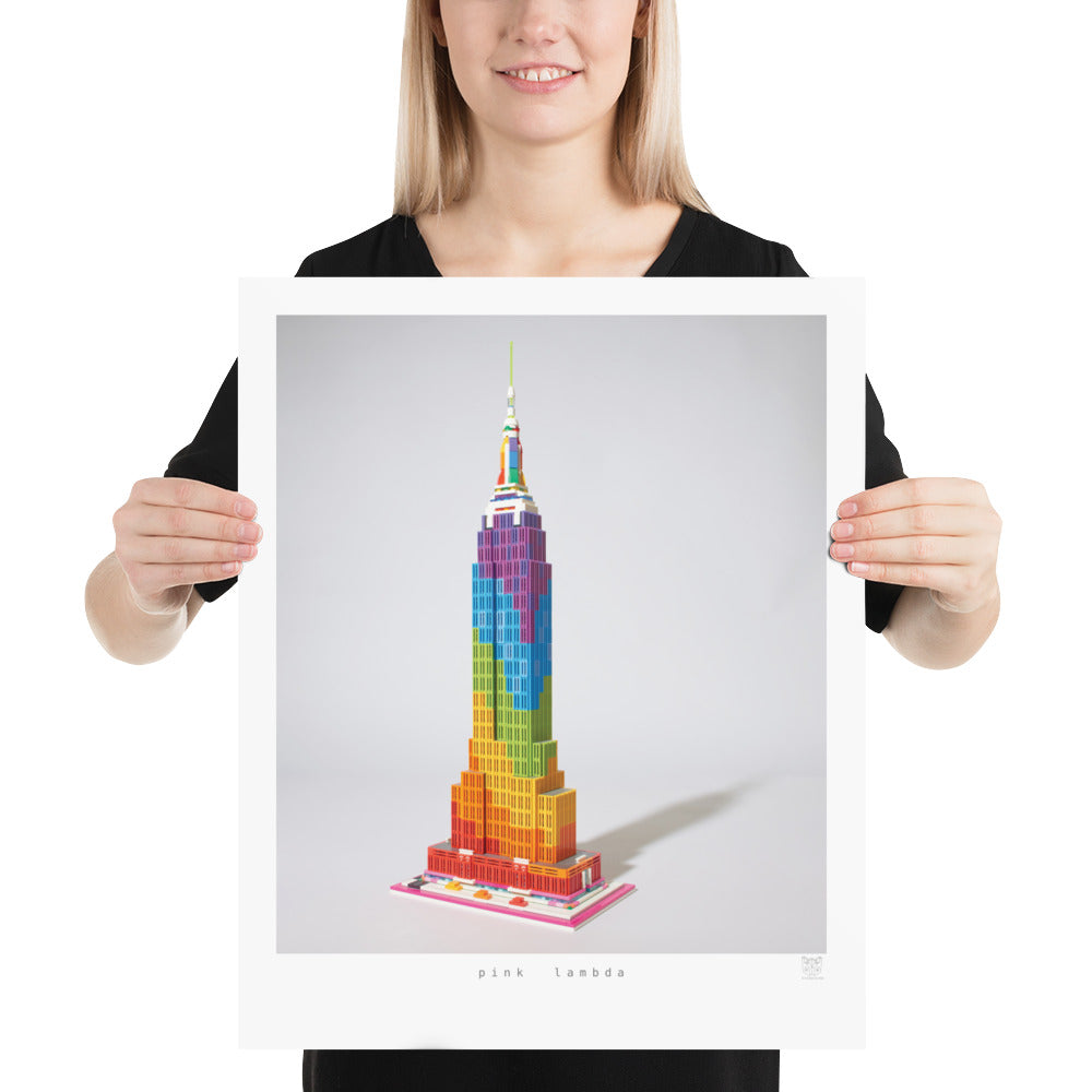 Pink Lambda - brickdistorted LEGO® Empire State Building Print