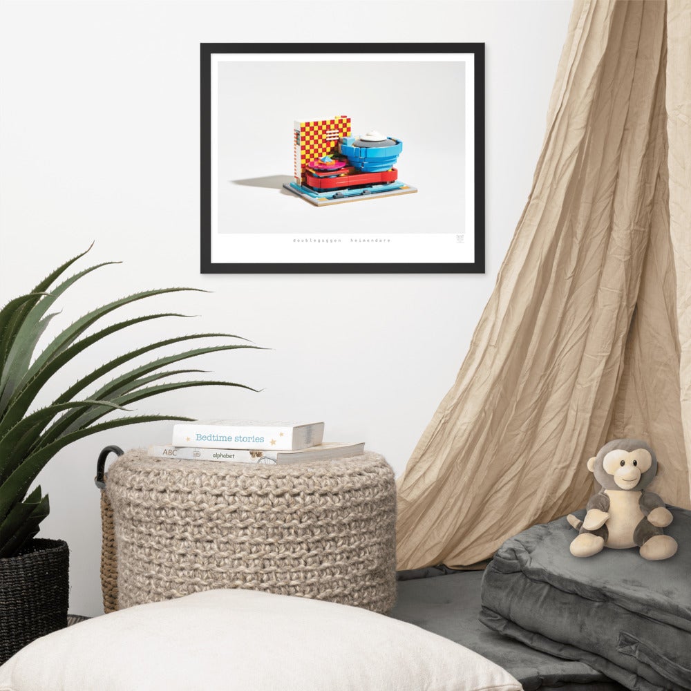 Photo of disorted LEGO® Guggenheim Museum 16x20 Print with Back Frame in a Bedroom